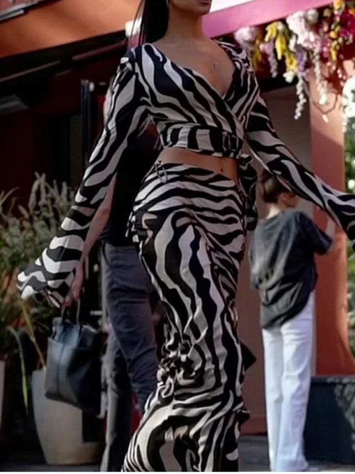 Trendy Print Zebra Suit