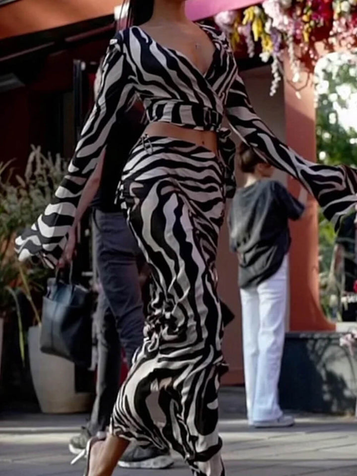 Trendy Print Zebra Suit