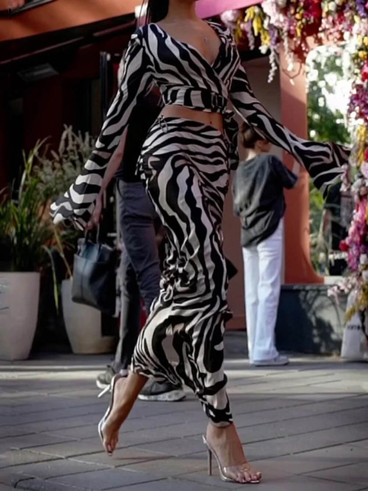 Trendy Print Zebra Suit