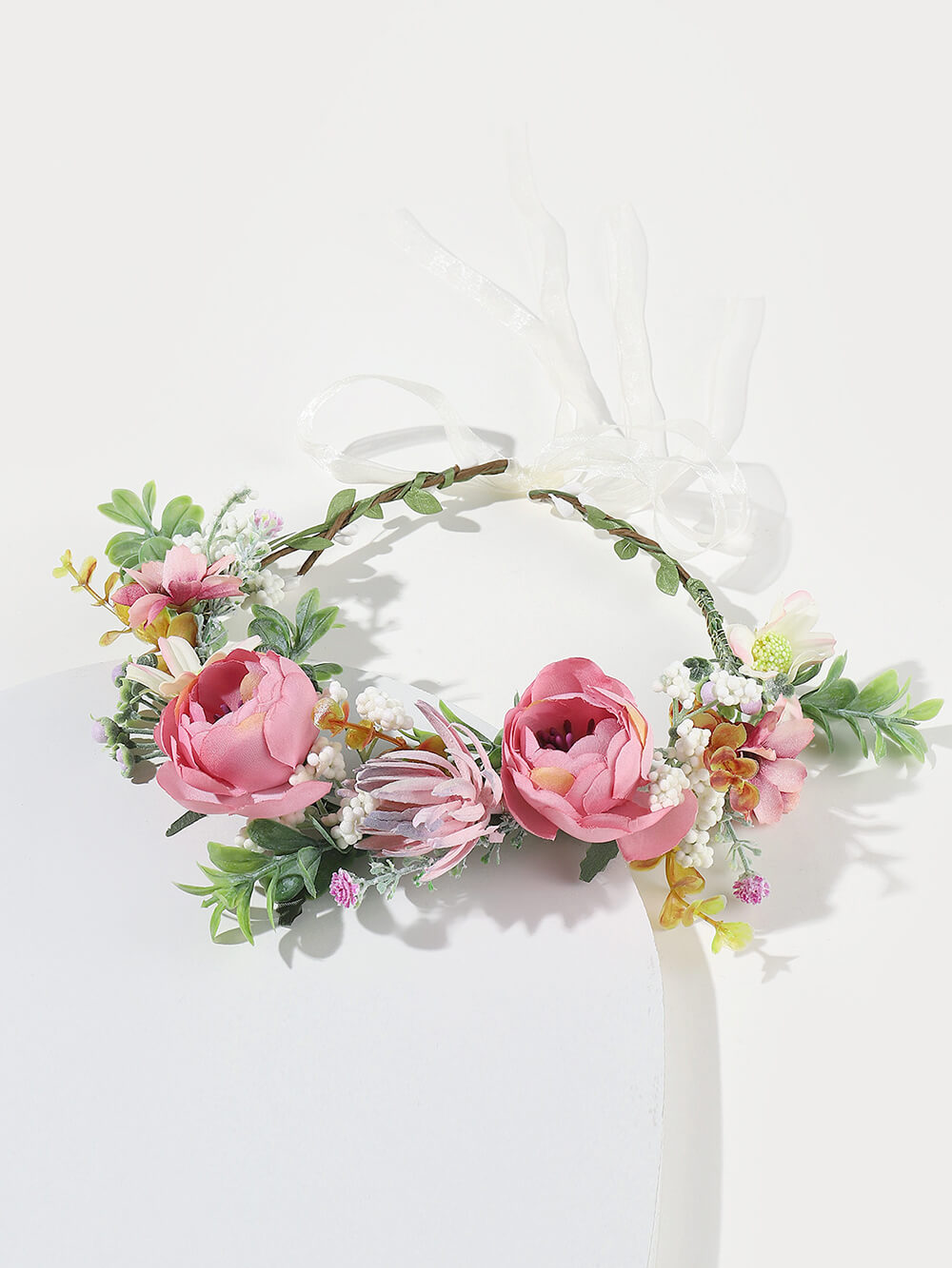 Bridal Flower Crown - Blush Camellias & Roses Wreath
