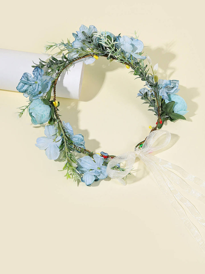 Bridal Flower Crown - Dusty Blue Rose Wreath