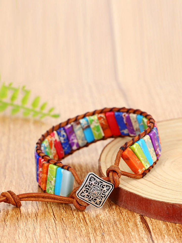 Natural Stone 7 Chakra Healing Chakra Tube Beads Bracelet