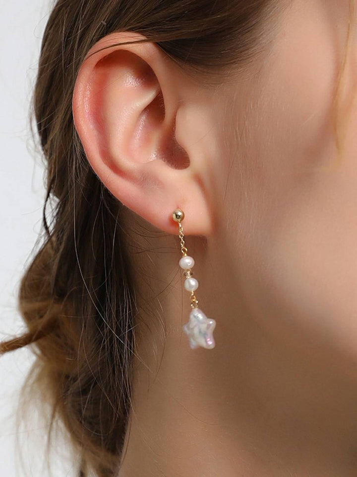 Baroque Star Tassel Pearl Earrings