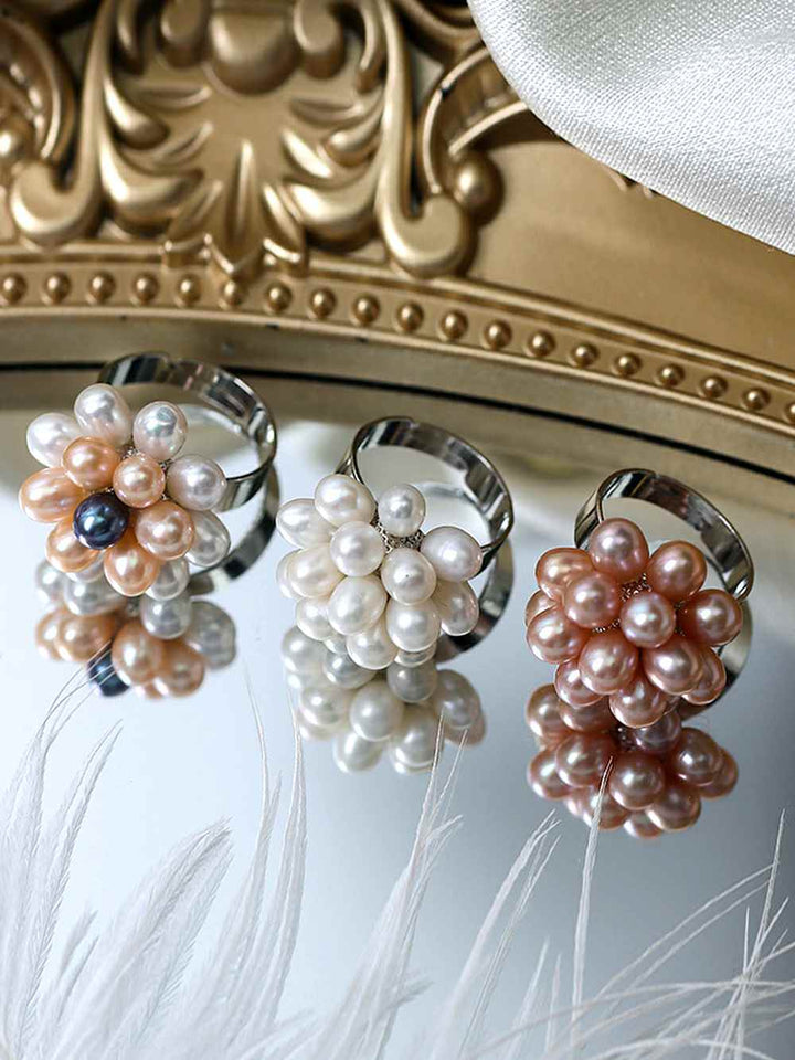 Natural Pearl Rice Bead Adjustable Open Ring