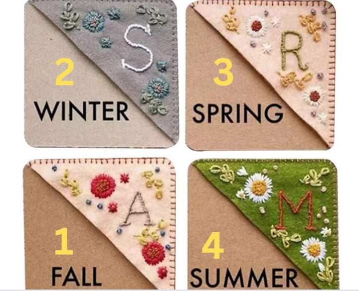 Hand Embroidered Felt Triangle Page Stitched Corner Bookmark