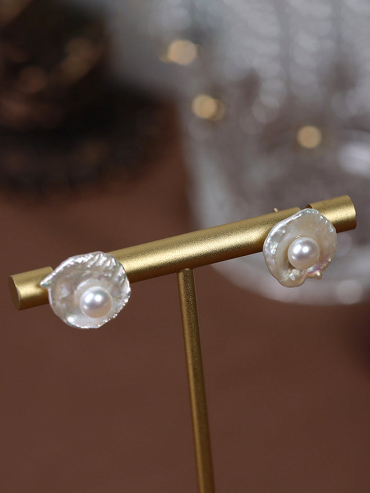 Pearl Natural Baroque Petal Design Earrings