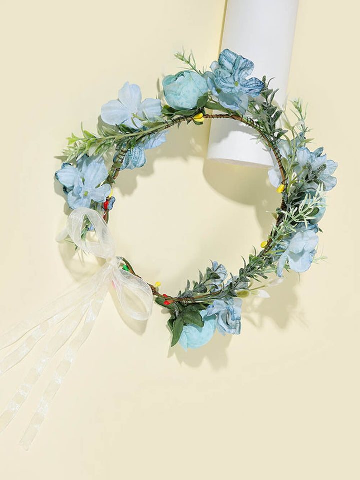 Bridal Flower Crown - Dusty Blue Rose Wreath
