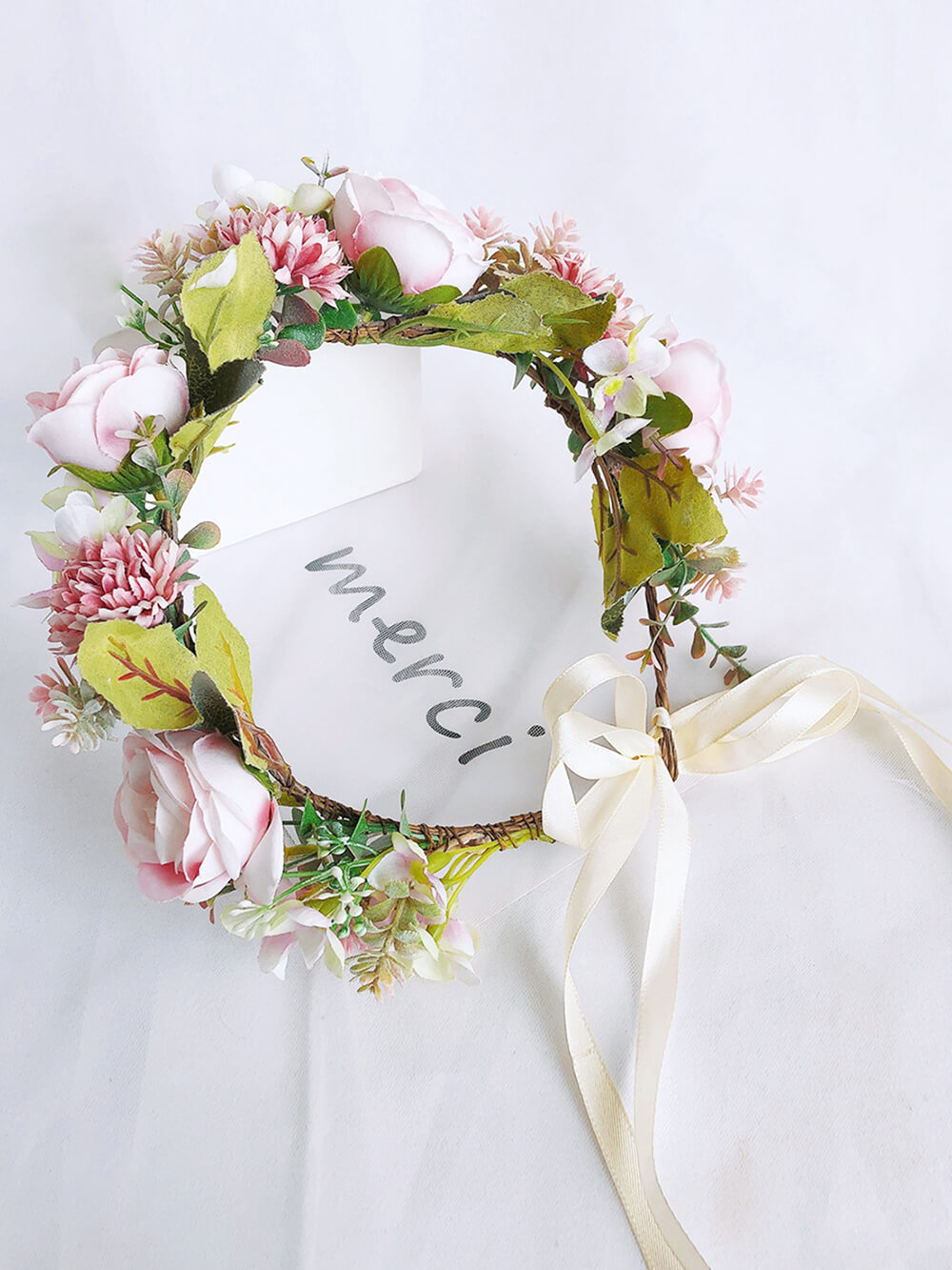 Bridal Flower Crown - Blush Dahlia & Light Pink Roses