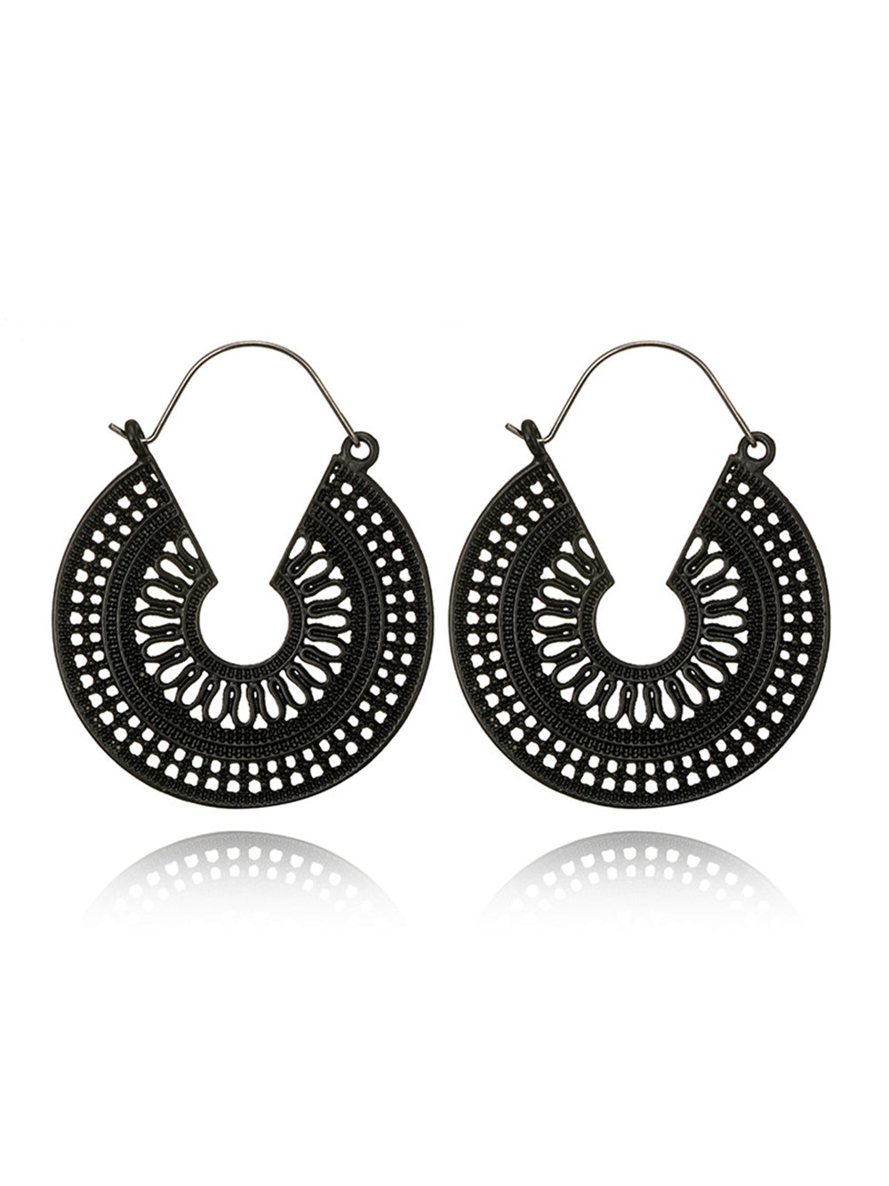Boho Earrings - C Shape Hollow Antique Hoop