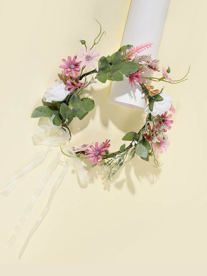 Bridal Flower Crown - Rosa Alba & Blush Lavender Daisy