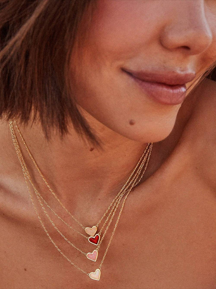 Adjustable Peach Heart Natural Stone Necklace