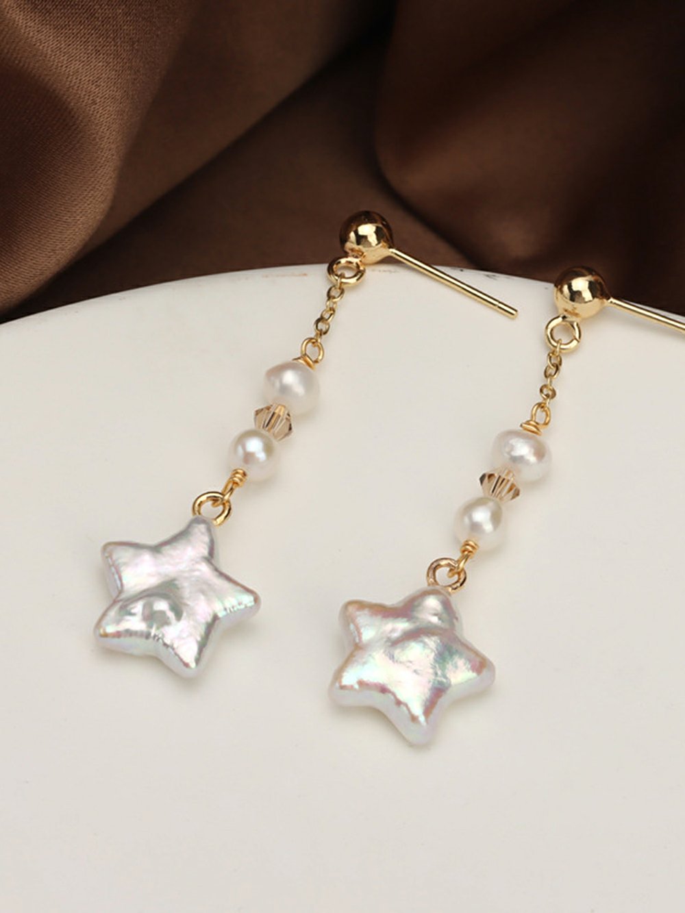 Baroque Star Tassel Pearl Earrings
