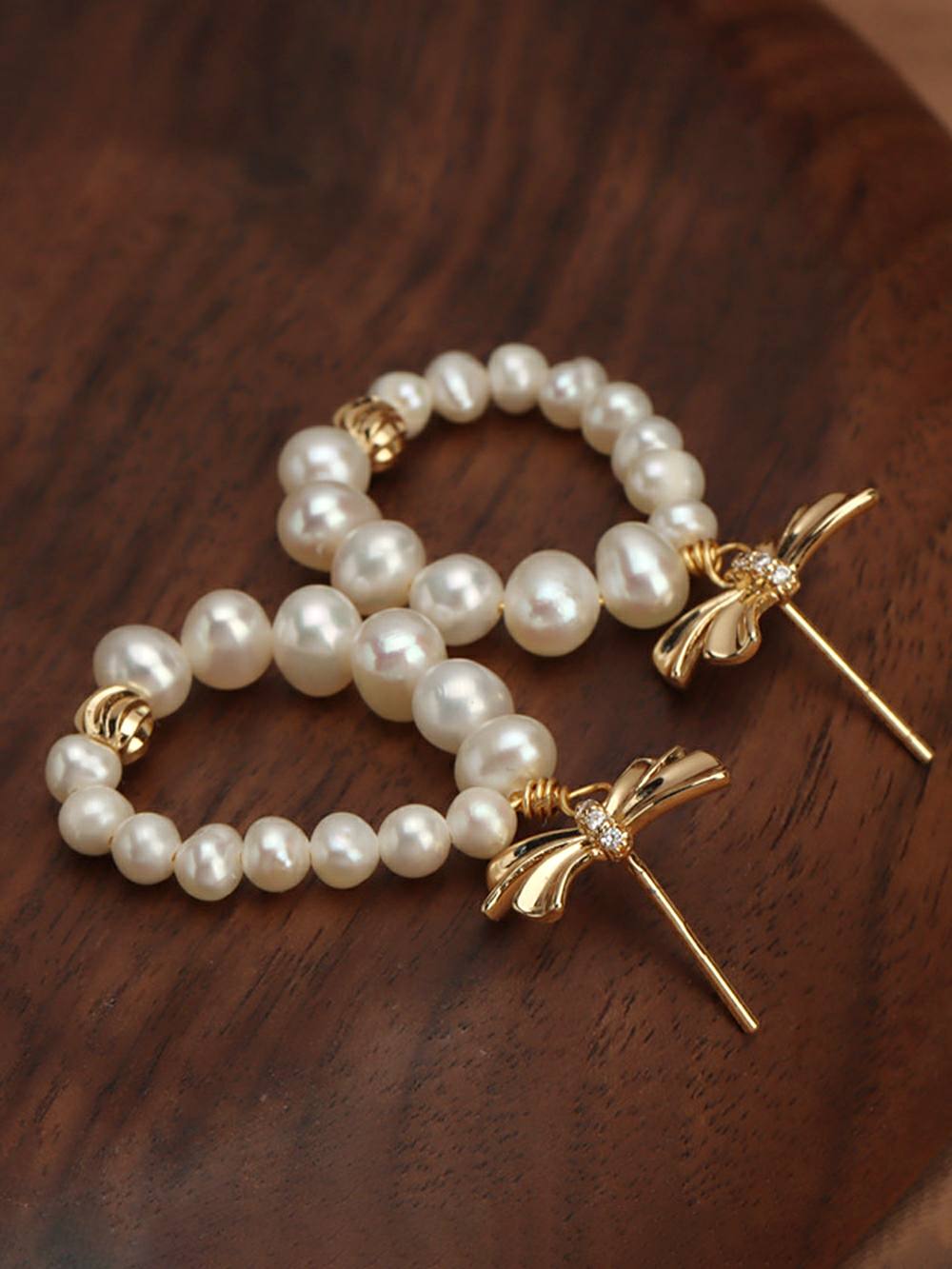 Pearl Earrings With bow Doughnuts