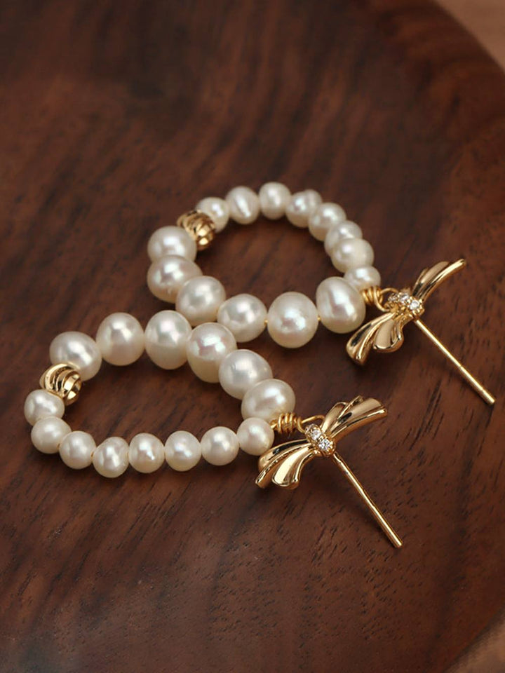 Pearl Earrings With bow Doughnuts