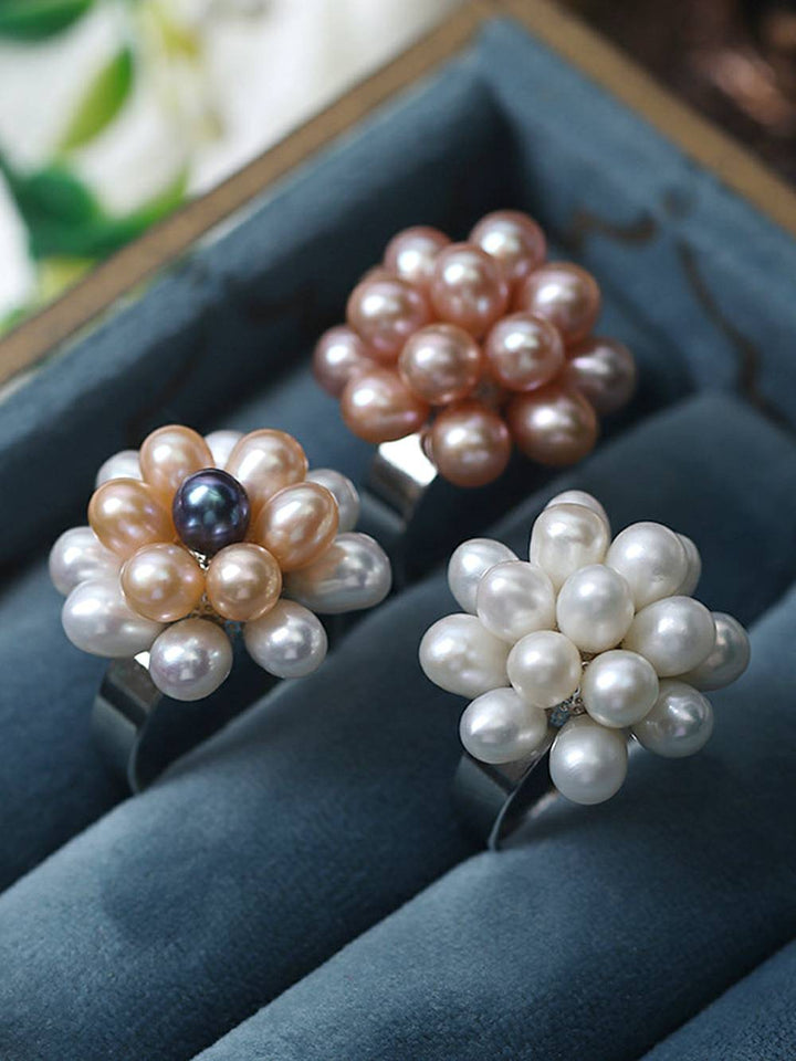 Natural Pearl Rice Bead Adjustable Open Ring