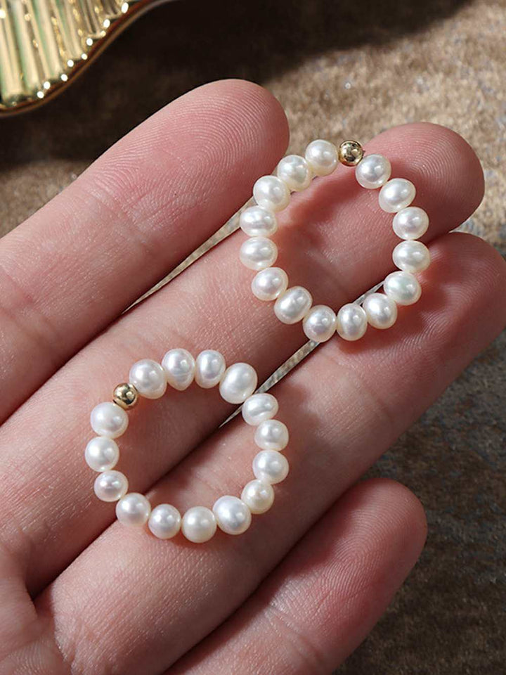 Natural Pearl Elastic Braided Rope Ring
