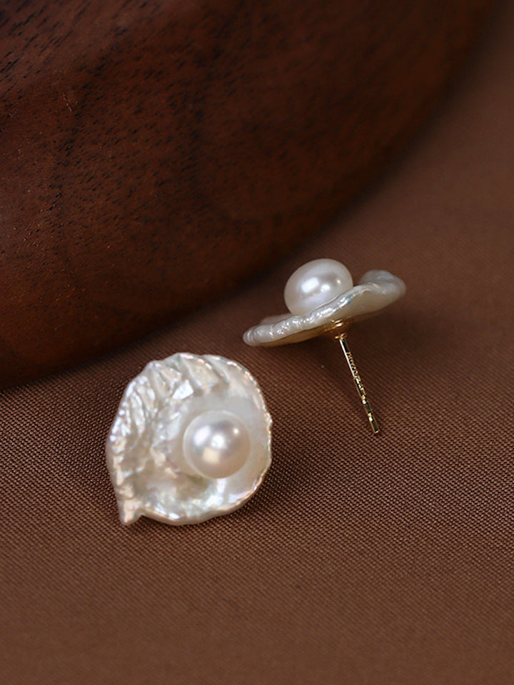Pearl Natural Baroque Petal Design Earrings