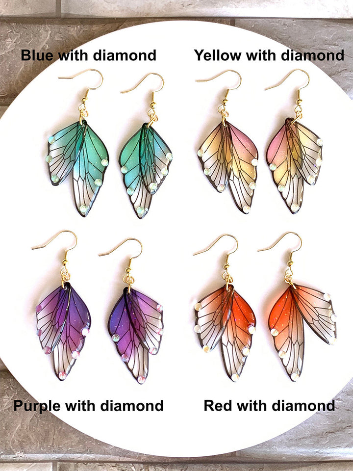 Butterfly Wing Earrings - Crystal Fairy Wing