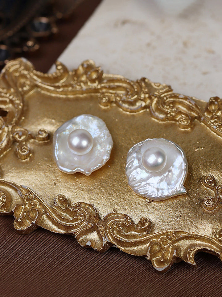 Pearl Natural Baroque Petal Design Earrings