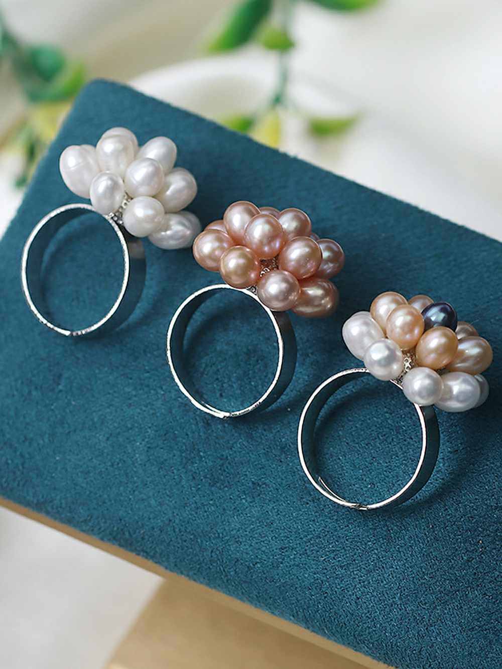 Natural Pearl Rice Bead Adjustable Open Ring