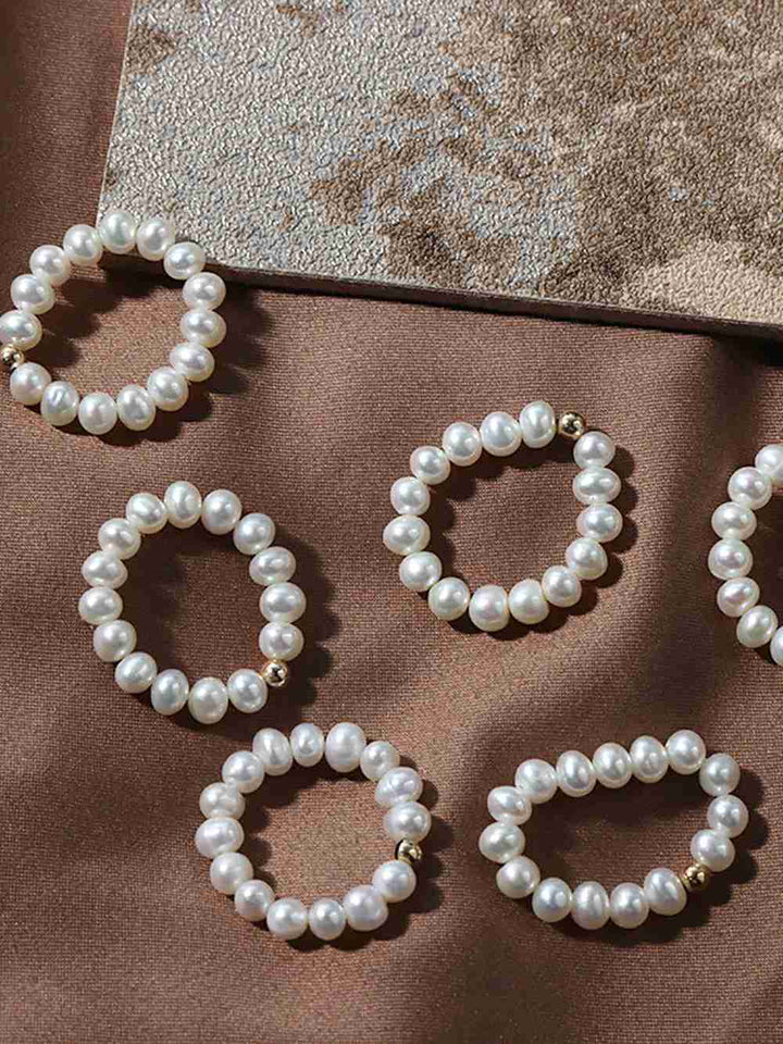 Natural Pearl Elastic Braided Rope Ring