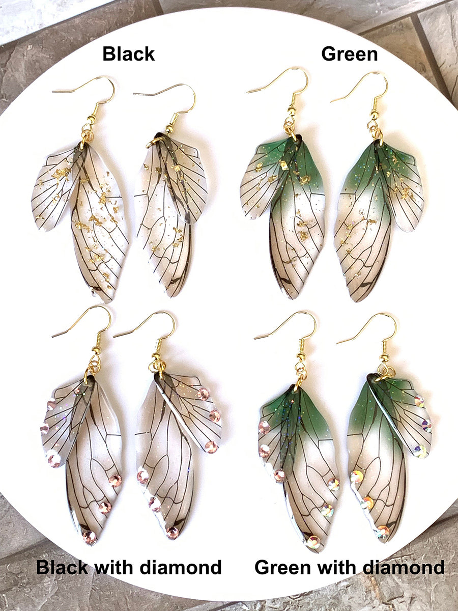 Butterfly Wing Earrings - Crystal Fairy Wing