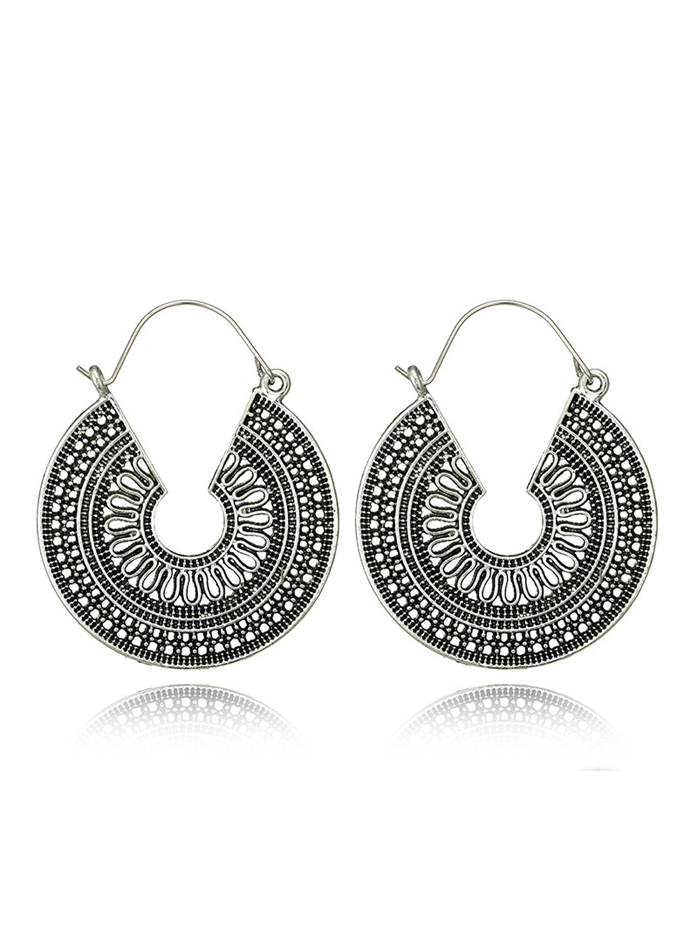 Boho Earrings - C Shape Hollow Antique Hoop