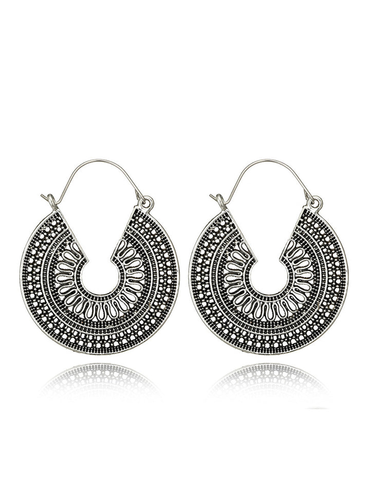 Boho Earrings - C Shape Hollow Antique Hoop