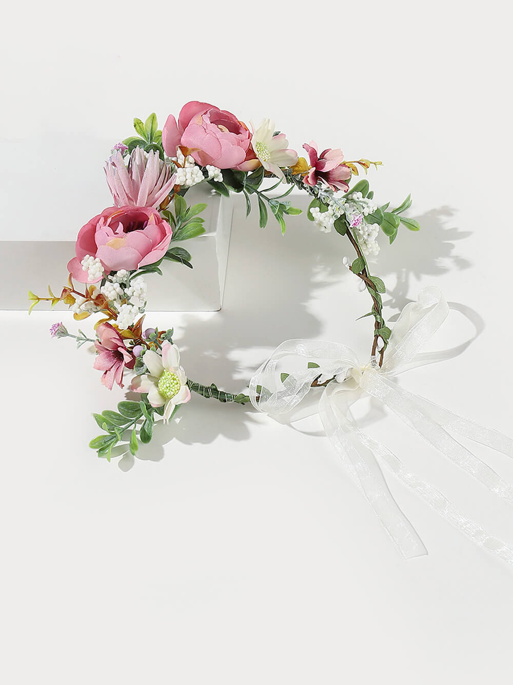 Bridal Flower Crown - Blush Camellias & Roses Wreath