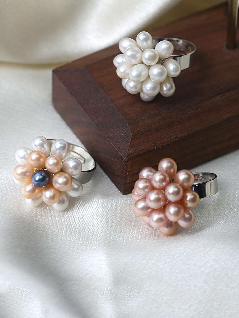 Natural Pearl Rice Bead Adjustable Open Ring