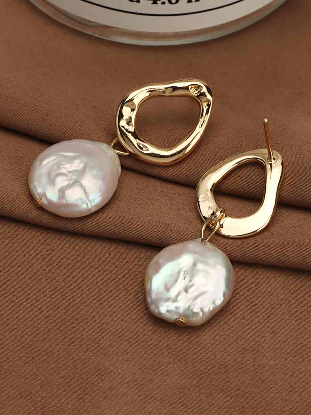 Baroque Button Natural Freshwater Pearl Earrings