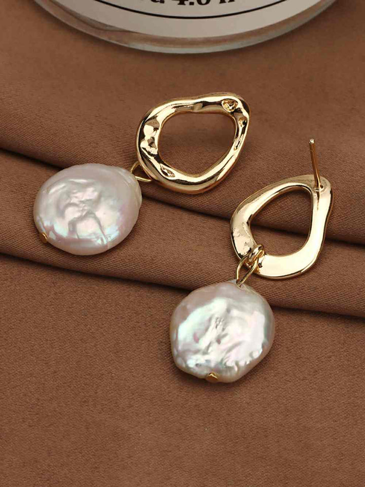 Baroque Button Natural Freshwater Pearl Earrings