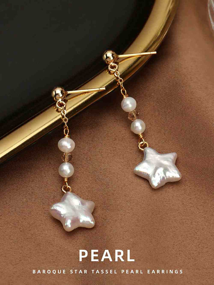 Baroque Star Tassel Pearl Earrings