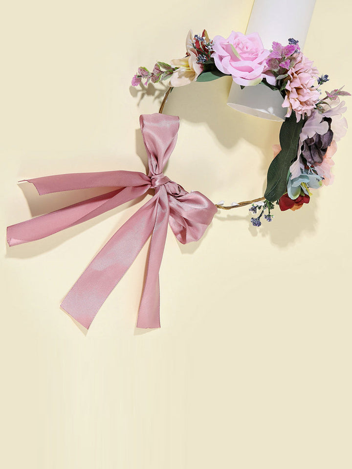 Bridal Flower Crown - Queen Deep Purple Roses