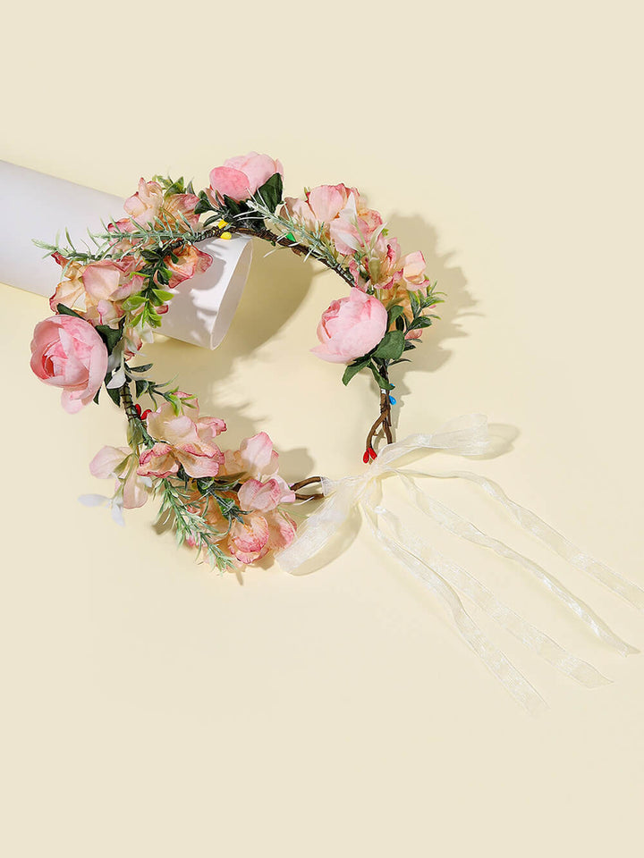 Bridal Flower Crown - Blush Pink Camellias & Roses