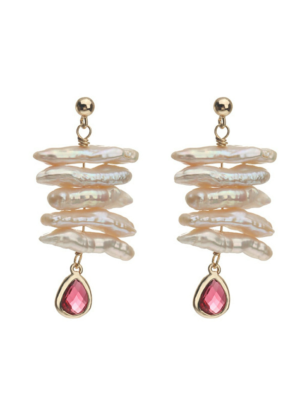 Red Wine Water Drop Pipa Pearl Earrings