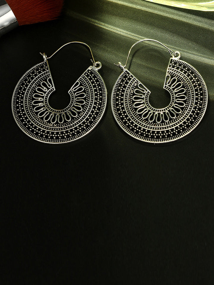 Boho Earrings - C Shape Hollow Antique Hoop
