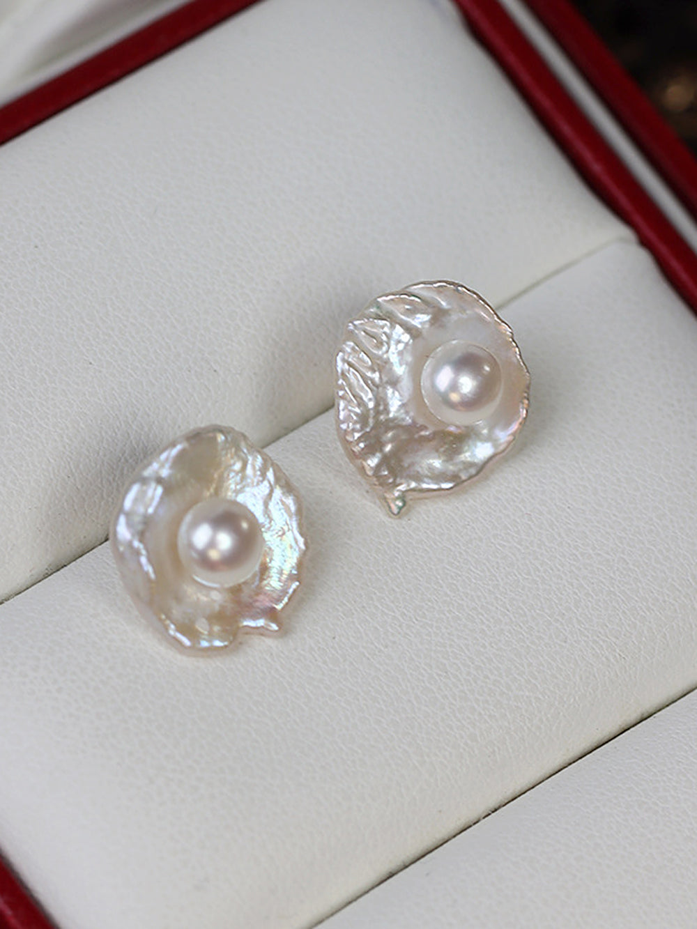 Pearl Natural Baroque Petal Design Earrings