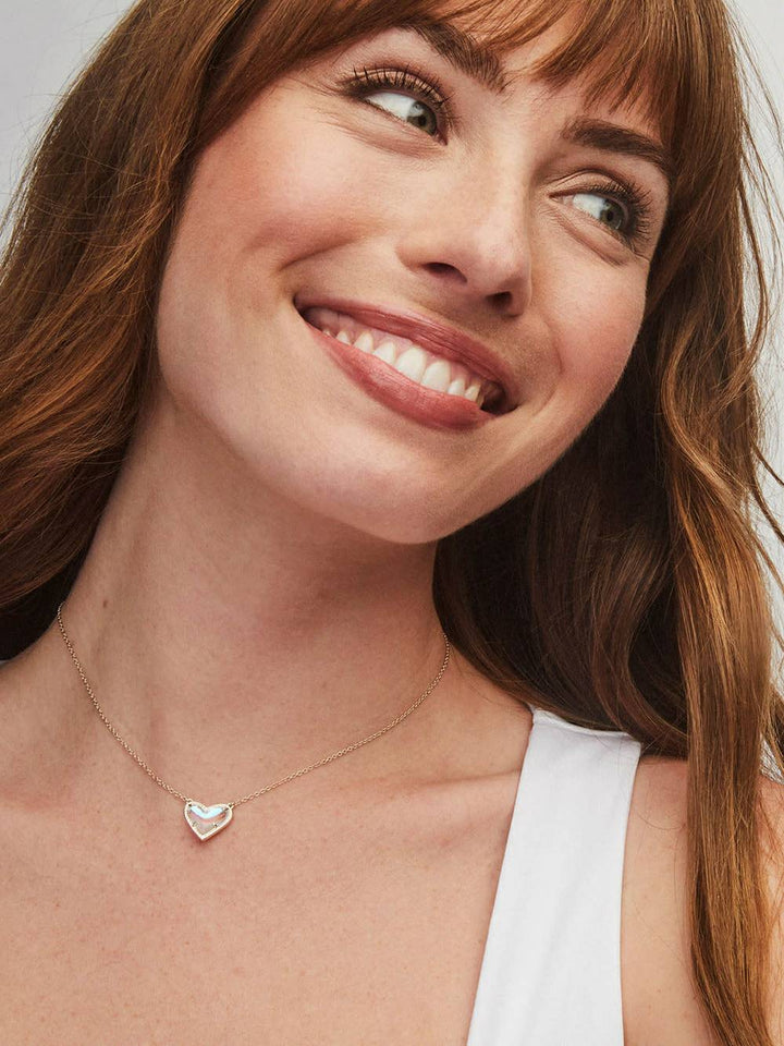 Adjustable Peach Heart Natural Stone Necklace