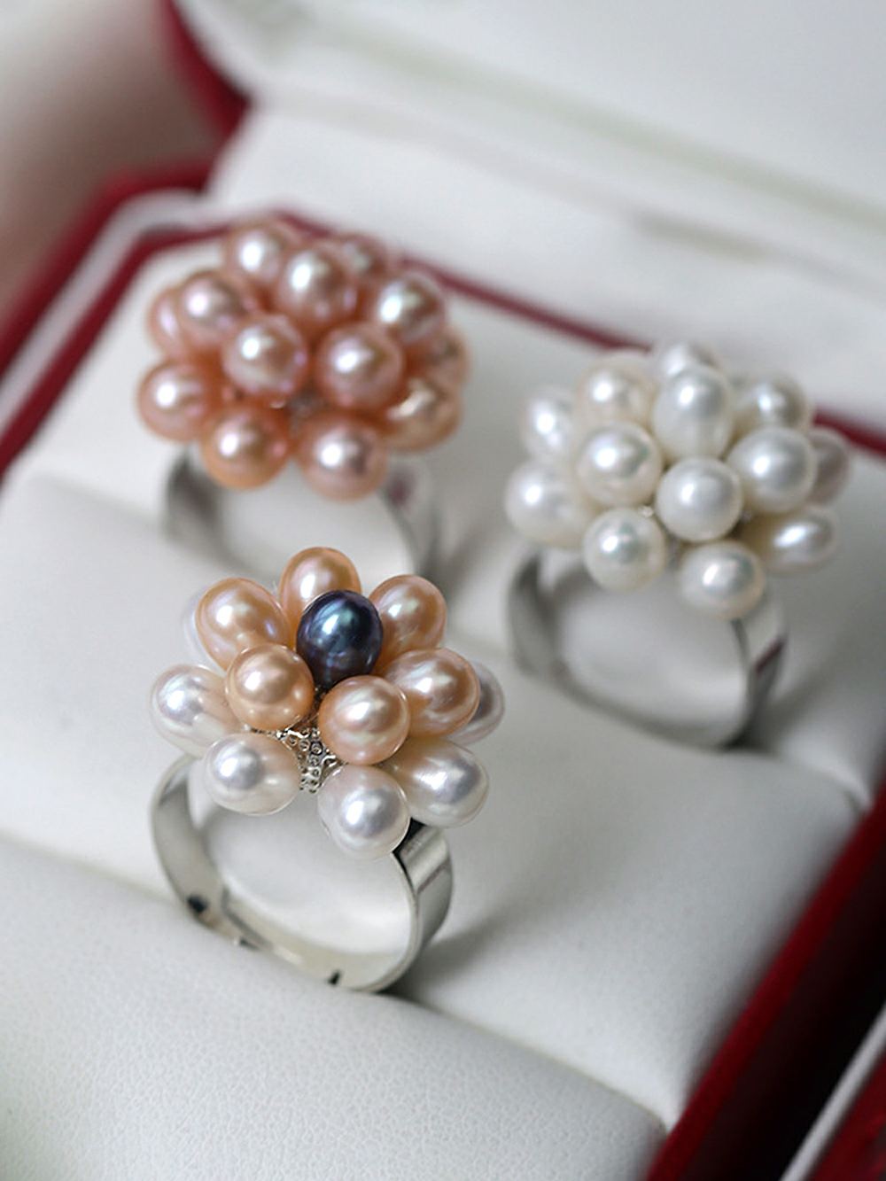 Natural Pearl Rice Bead Adjustable Open Ring