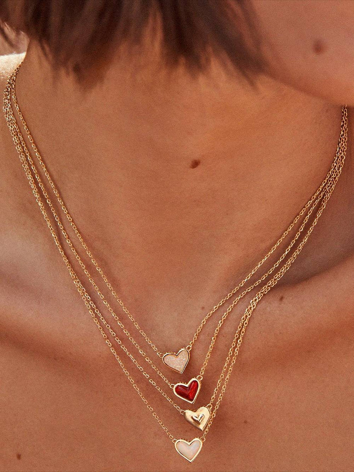 Adjustable Peach Heart Natural Stone Necklace