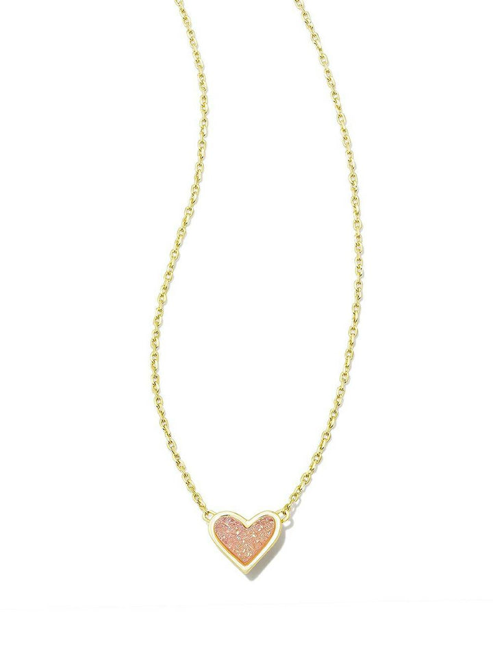 Adjustable Peach Heart Natural Stone Necklace
