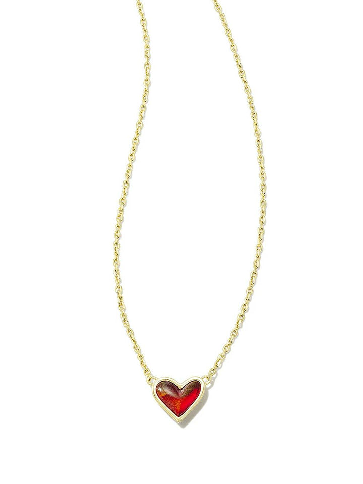 Adjustable Peach Heart Natural Stone Necklace