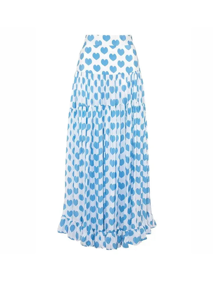 Heart Print Skirted Bikini Vacation Set