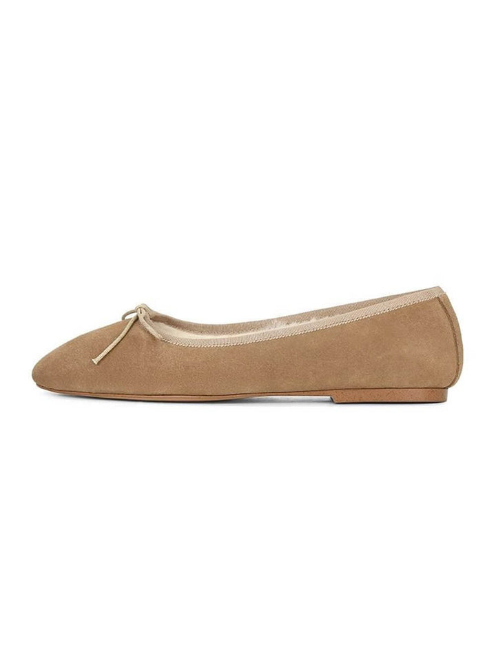 Chocolate Suede Bow Ballet Shoe