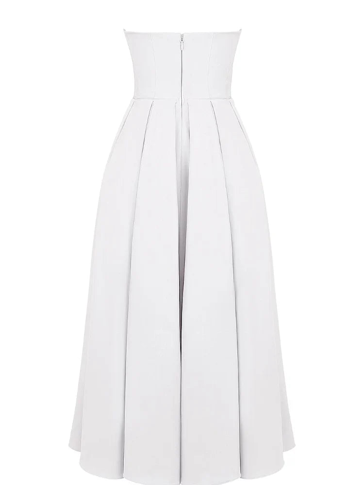 White Strapless Midi Sundress