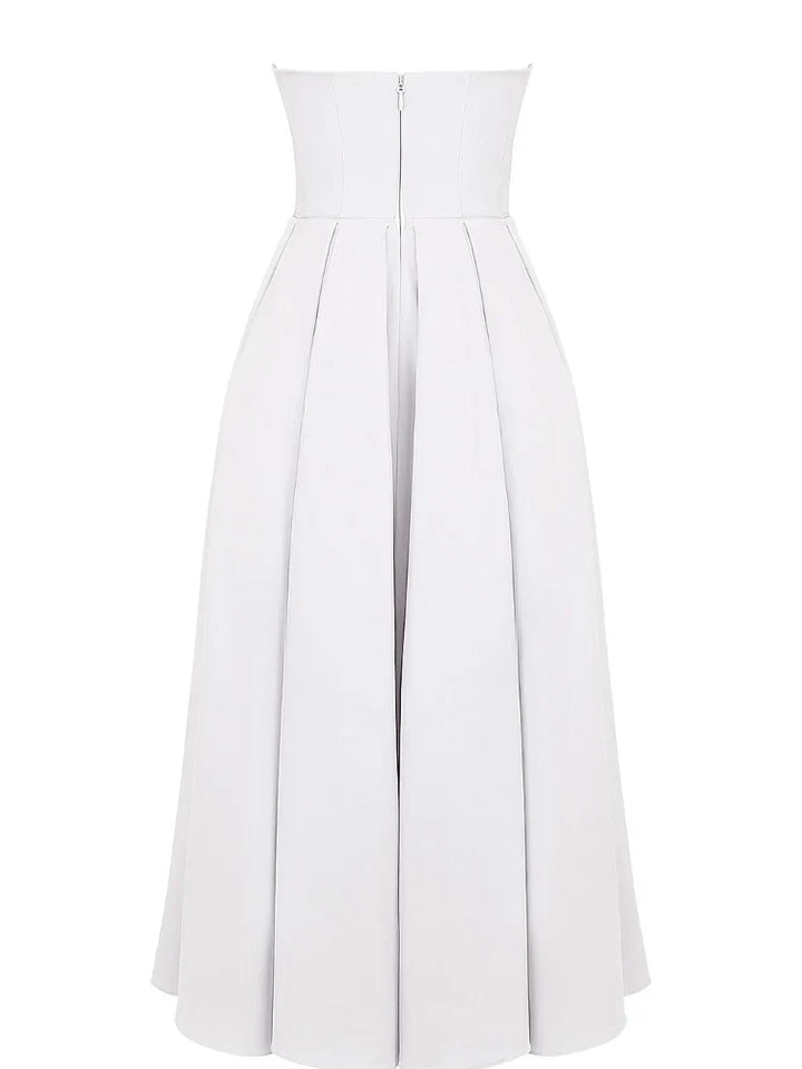 White Strapless Midi Sundress