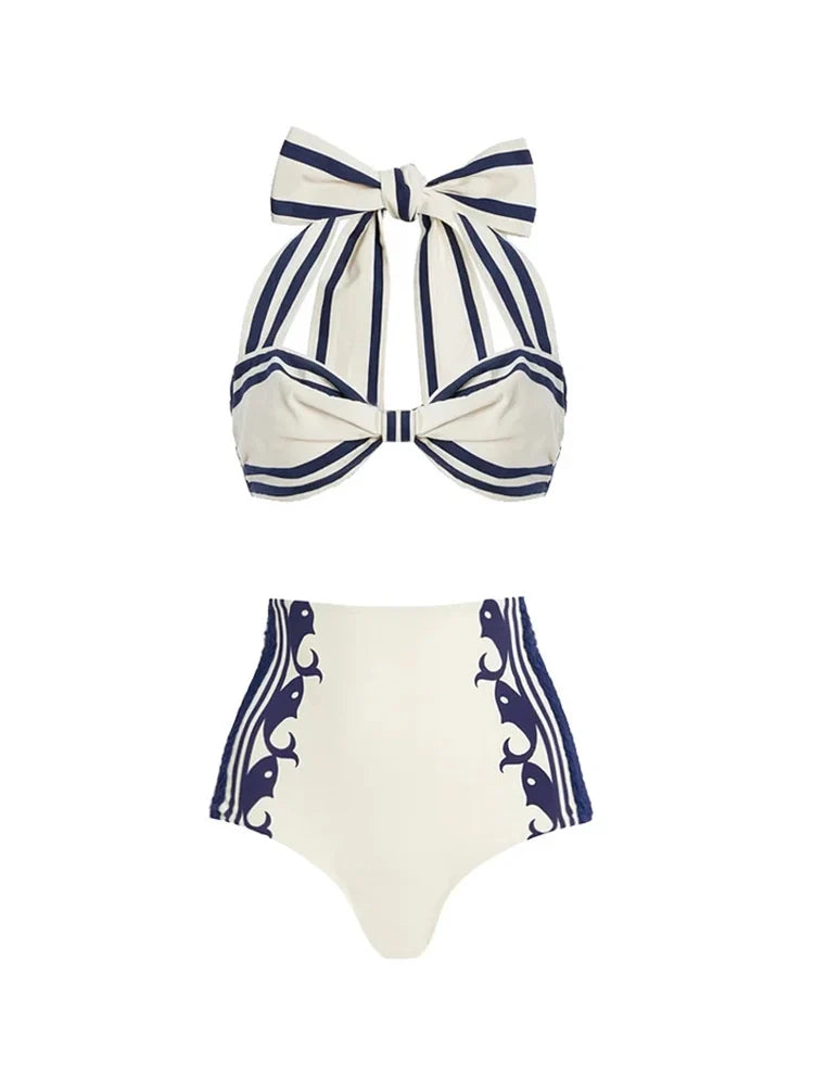 Navy Style Halter Bikini Set