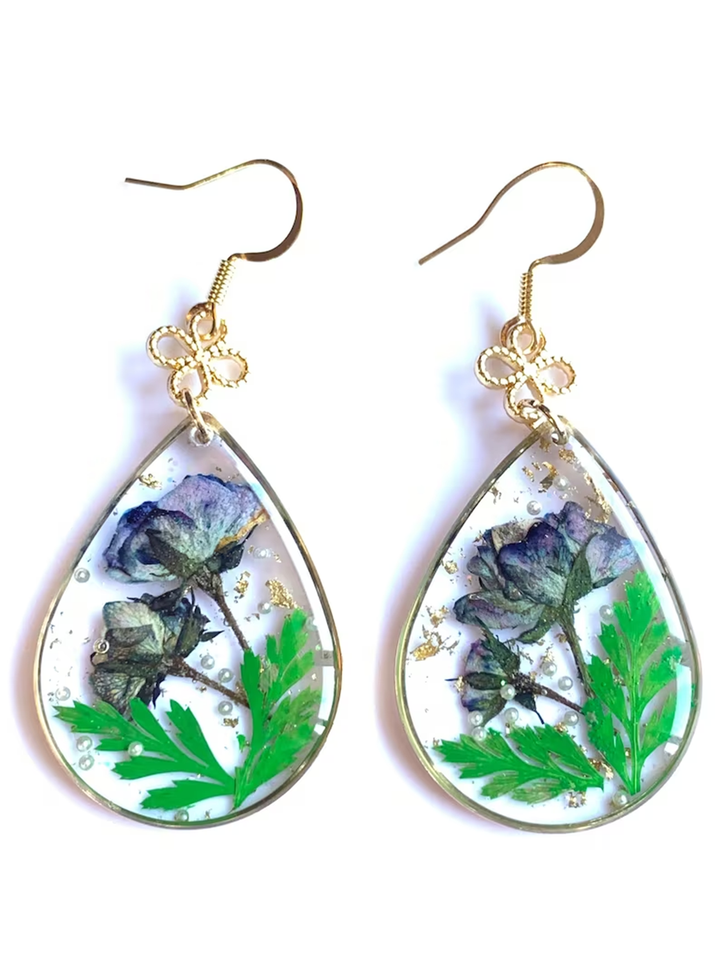 Blue Sulphureus Cosmos Resin Drop Earring