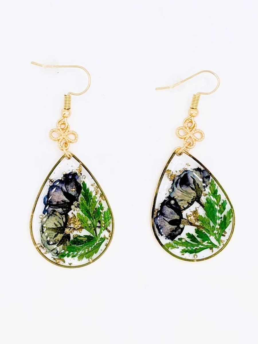 Blue Sulphureus Cosmos Resin Drop Earring